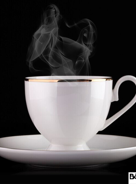 欧式时尚咖啡杯套装杯子创意简约金边骨瓷花茶杯带碟礼盒包装热销