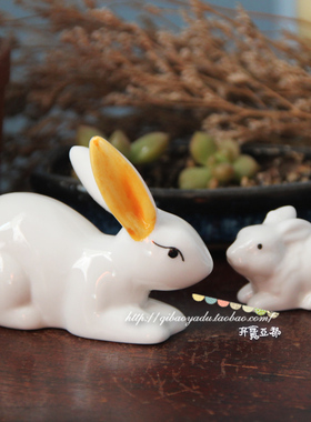 外单zakka杂货陶瓷萌萌妈咪宝宝兔母子兔家居摆件桌面摆设 特惠