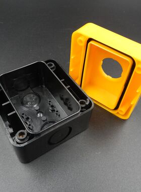 XB2按钮控制盒1位 明装1孔黄色按钮盒22mm急停开关盒68*68*50mm