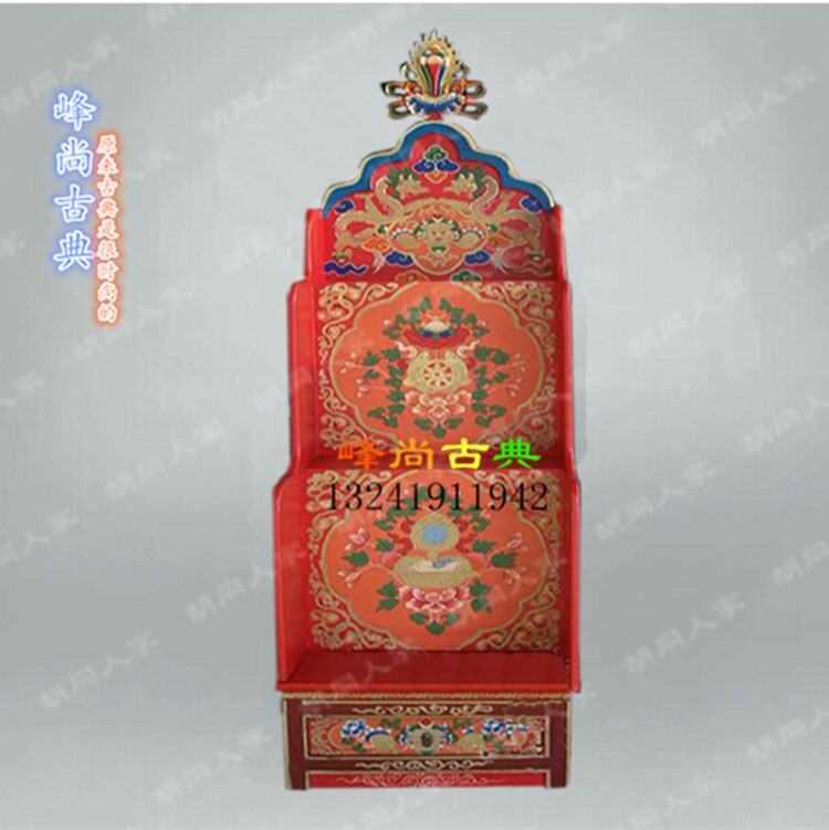 可定制新中式古典彩绘做旧家具纯手工彩绘藏式佛龛佛柜供桌佛堂柜