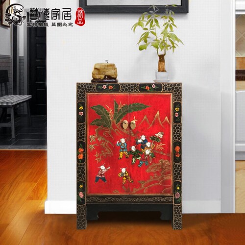 沙发复古风田园手绘实木床头柜