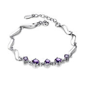 Shun hengxin 925 Silver Amethyst bracelet female Korean fashion jewelry rings silver jewelry accessories hand Chinese Valentine''s day gifts