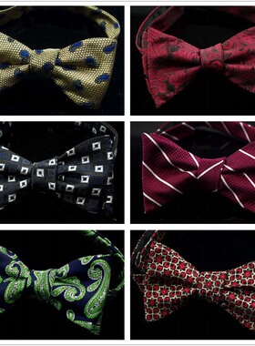 韩版手打领结 正装商务礼服手打领结 条纹 腰果 波点 self bowtie