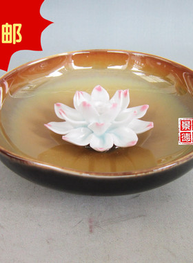手工莲花线黄色拉丝陶瓷器