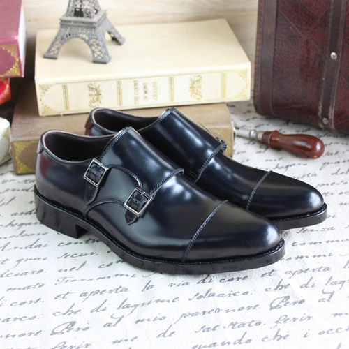 孟克尖头亮皮风格低帮定制男鞋