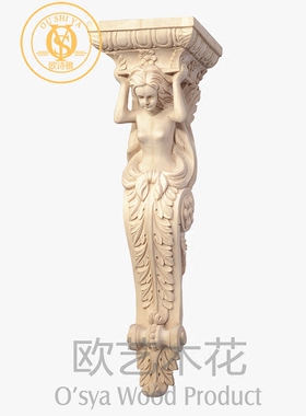 木雕装饰欧式小天使造型柱头手工