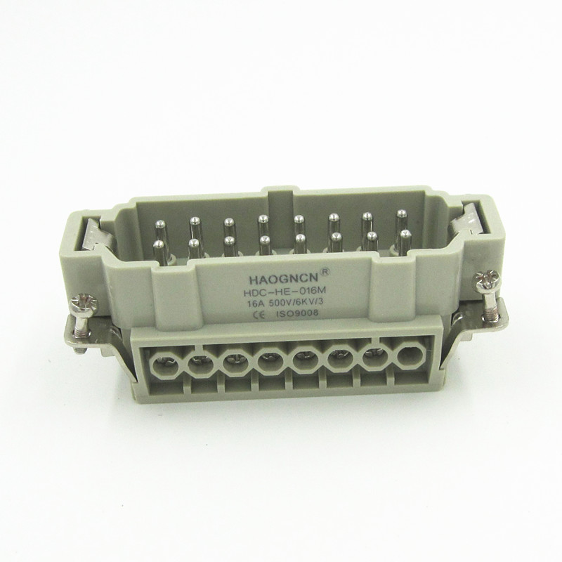 HAOGNCN HDC-HE-016M重载连接器 16芯16A矩形连接器内芯 热流道
