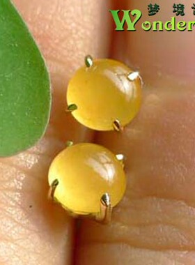 天然无处理优质柠檬黄色石榴石18K金镶嵌珠宝首饰耳钉耳环坠现货