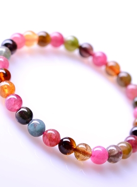 晶韵天然碧玺女士款旺夫七彩手串