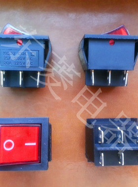 KCD4-202N船型带灯翘板红绿色电源开关KCD2/KCD5/KCD7-202N6脚2档