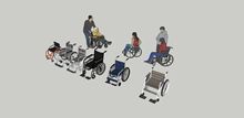 不是实体模型/草图大师轮椅su模型/坐轮椅的人skp模型/轮椅skp