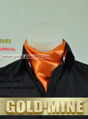 星曌●韩版时尚先生橙色男士丝巾男式小方巾领巾商务衬衣围巾围脖