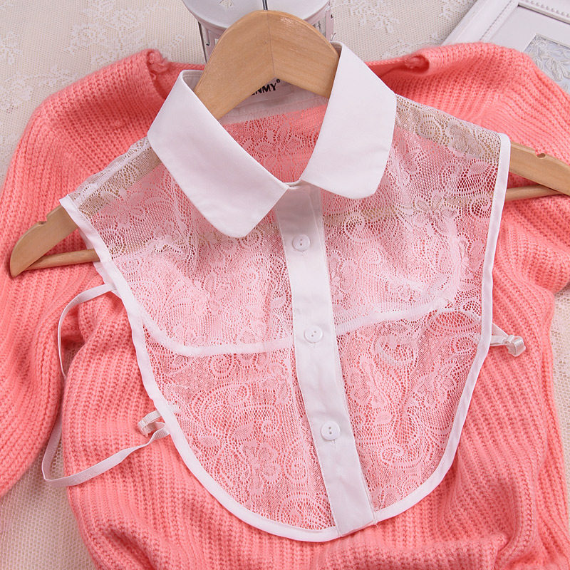 圆领衬衣领装饰领假领子 女 衬衫韩国百搭春秋夏季蕾丝黑白色