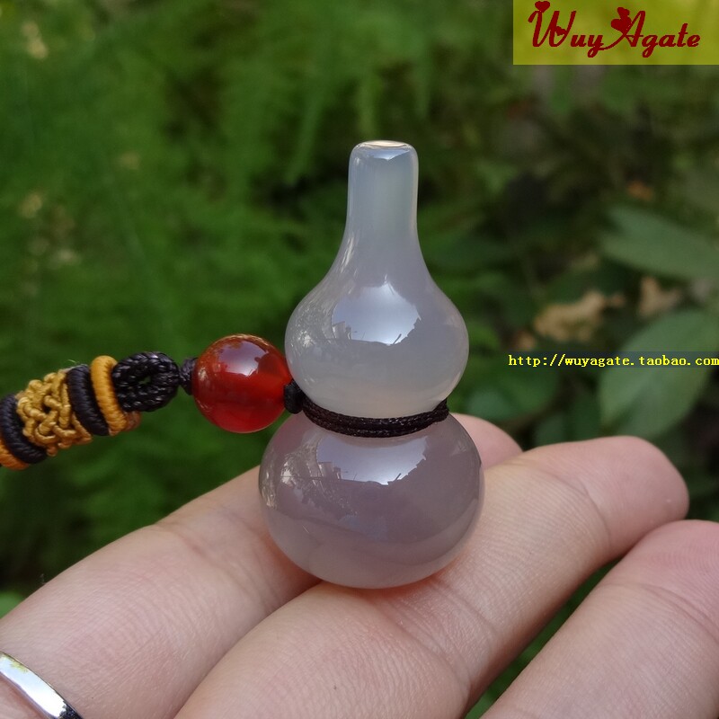 巴西纯天然原色无烧通透烟灰紫玉髓玛瑙吊坠男女大葫芦复古风挂件