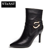 St&Sat/2015 on Saturday new leather metallic pointed stiletto booties women's shoes for fall/winter SS54112927