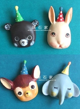 创意马戏团树脂冰箱贴森系3D立体动物可爱磁性贴装饰品