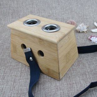 竹制双孔艾灸盒2孔温灸盒艾灸器具温灸器艾盒 加厚二孔艾盒艾条盒