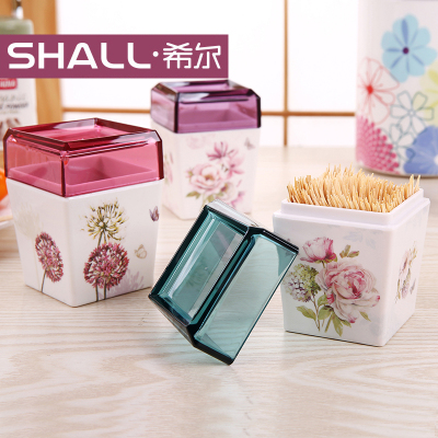 SHALL/希尔 牙签筒创意圆形欧式牙签盒牙签罐定制防尘带盖牙签桶