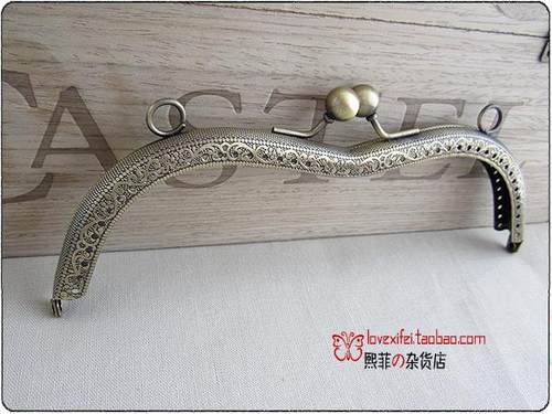 DIY布艺手工口金包配件 19cmM型古铜色压花双耳口金 无断孔