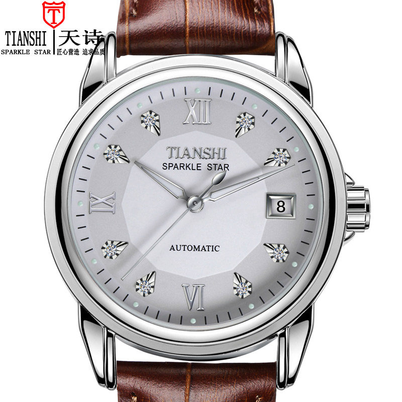 天诗正品男士运动手表男机械表镂空皮带学生防水潮流休闲夜光男表