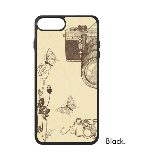 适用于iPhone古相机玫瑰蝴蝶图案Xr手机壳max保护套678plus硅胶11