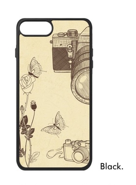适用于iPhone古相机玫瑰蝴蝶图案Xr手机壳max保护套678plus硅胶11