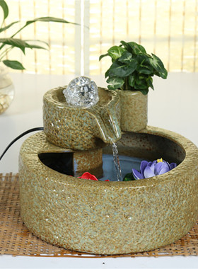 流水摆件喷泉万达礼陶瓷招财现代