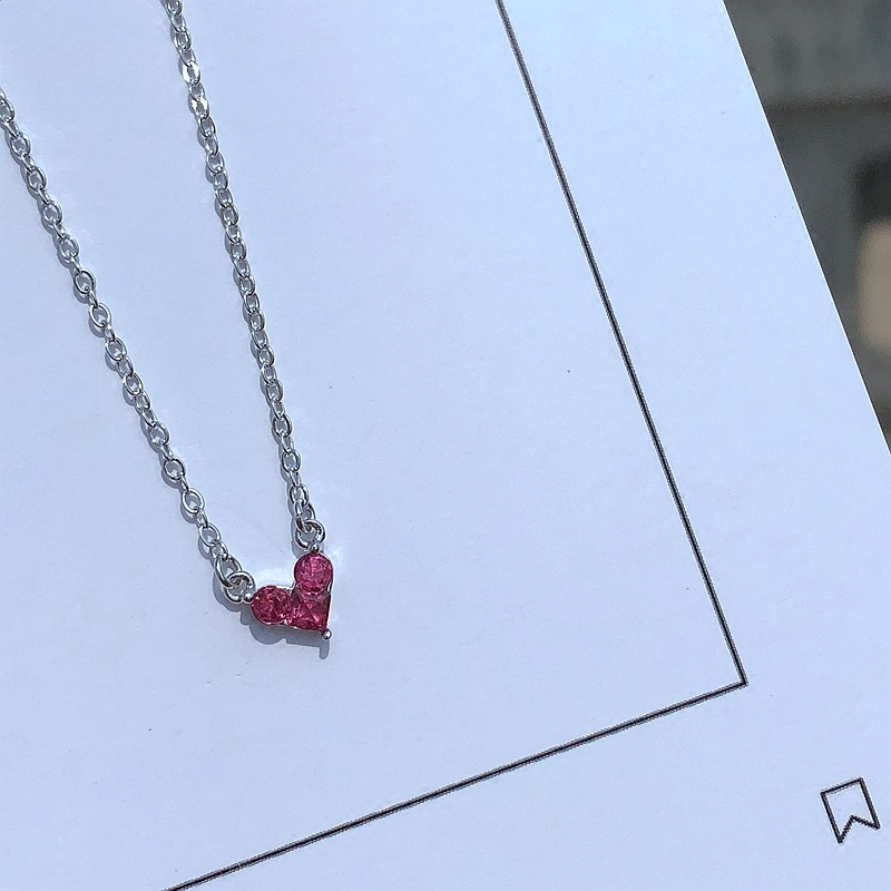 日系萌妹紫红彩钻爱心小桃心吊坠S925纯银锁骨项链清新女款礼物|ruв категории Украшения,ювелирные изделия, ожерелье - от Buy2taobao.com для оказания профессиональной услуги покупки агента Taobao