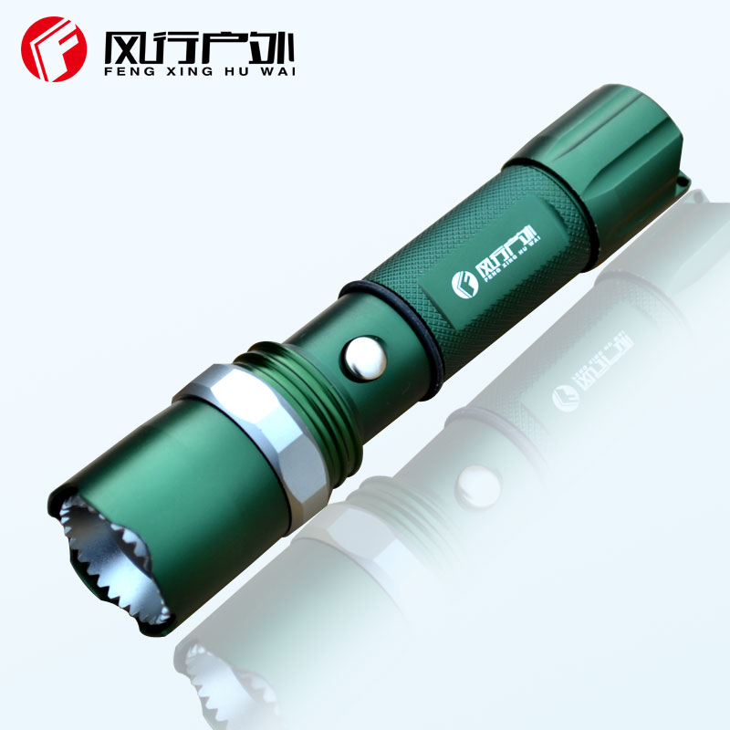 正品Q5機械旋轉變焦強光手電筒綠色鋁合金充電遠射LED騎行防水