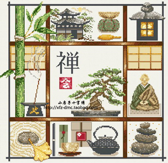 ★小房子十字绣★正品法国DMC套件-拉菲夫人-禅 佛系修心挂画竹山
