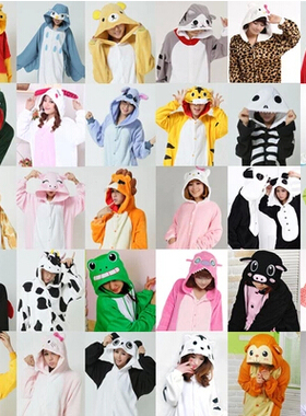 2015秋冬出口澳大利亚情侣卡通连体家居服adult onesie动物连身衣