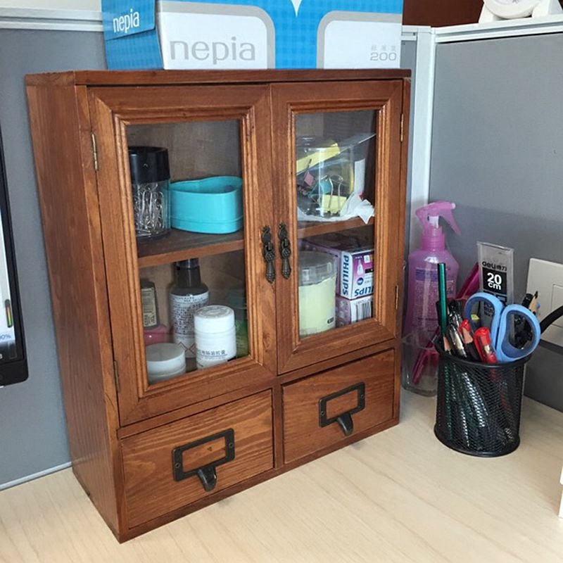 zakka实木桌面整理收纳储物柜