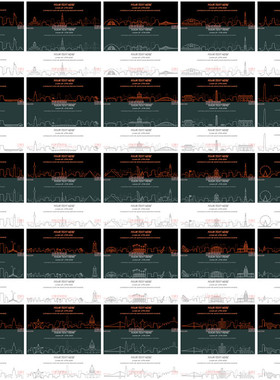 A0203矢量AI设计素材 25张抽象风城市建筑天际线速写banner纽约