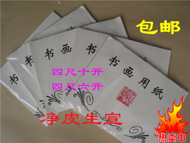 推荐安徽载元堂四尺六开十开书画纸净皮生宣小品宣纸100张 包邮