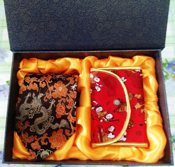 真丝装饰新品 南京云锦研究所 南京特产吉祥云锦钱包领带套件特卖
