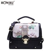 2015 new printing laptop Messenger bag, Japan and South Korea in winter soft-cover Edition Pu women bag bags