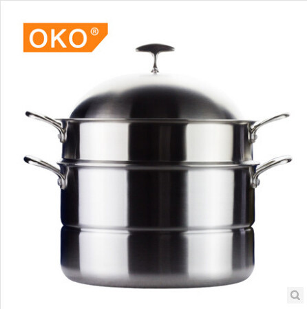 德国304医用不锈钢蒸锅双层28cm加厚复底汤锅燃气电磁炉通用锅具