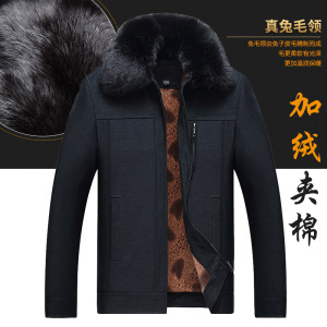 新款中老年男夹克衫外套50岁中年60爸爸秋冬款加绒加厚棉衣70男装