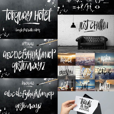 F0018英文字体格式PS素材LOGO海报平面设计 涂鸦风格手写字体