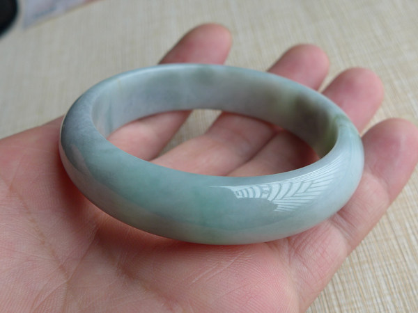 翡翠手镯56圈口缅甸天然aa货冰糯种飘花阳绿圆条平安玉镯带证书58