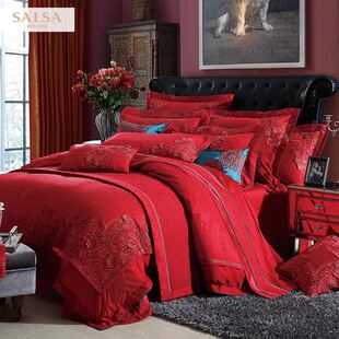 莎鲨家纺salsa全棉提花绣花四件套瑰莎丽尔