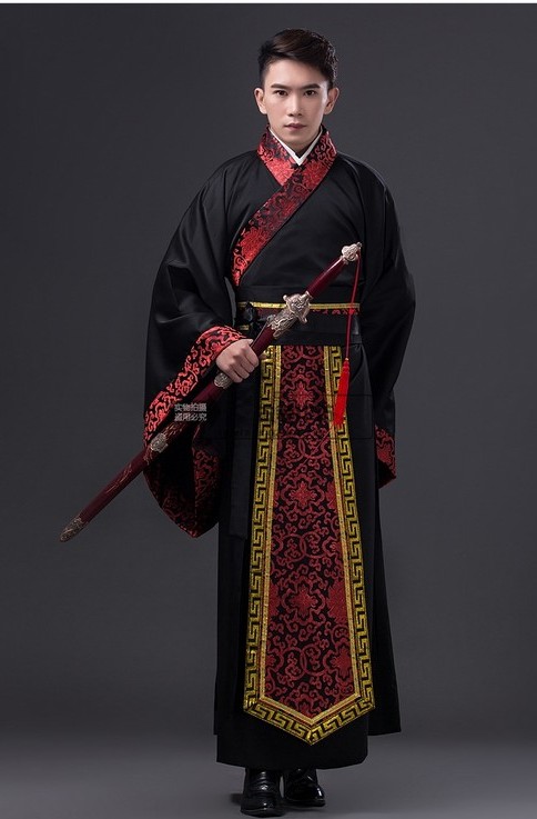 直裾深衣古装演出服装男士黑色汉服直裾大氅深衣影楼古代华服唐装