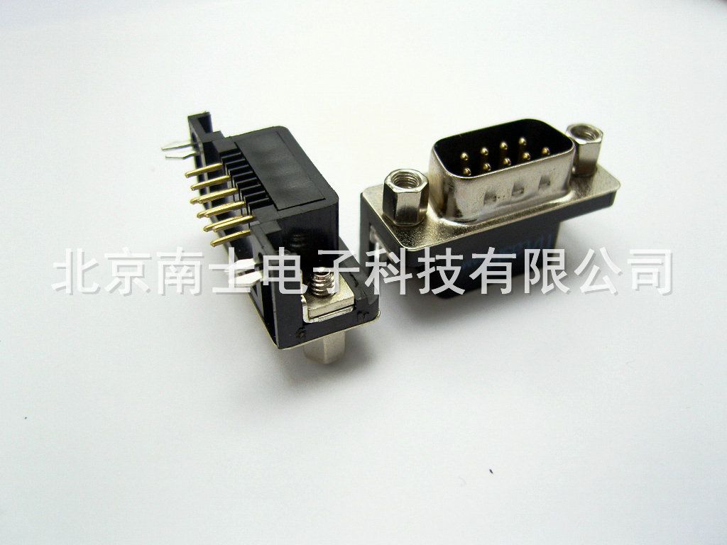 精工南士 镀金DR9公头 DR9针 DB9串口接头 弯脚插板式焊板式 铆合