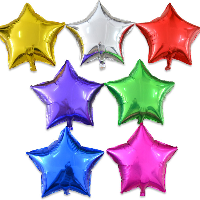 宝宝周岁生日派对party布置婚庆光板铝箔五角星汽球心形铝膜气球