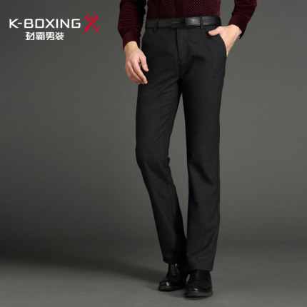 劲霸 磨毛男士休闲裤 弹力修身商务长裤 秋冬中腰男裤|BQXY3304