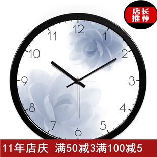 家居壁挂挂表送人 儿童房超静音石英钟表 田园清新花朵挂钟 新款