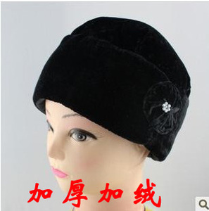 秋冬天老年套头帽子金丝绒加厚加棉防寒老奶奶帽毛绒老太太帽女