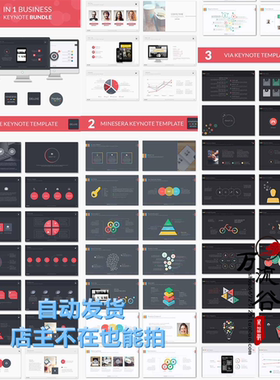 4合1国外精美高端大气商务图表数据创意演讲稿 keynote排版模板