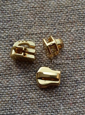 无锁3#5#亮金拉头DFNT YKK高档电镀金属拉链配件箱包专用无拉片