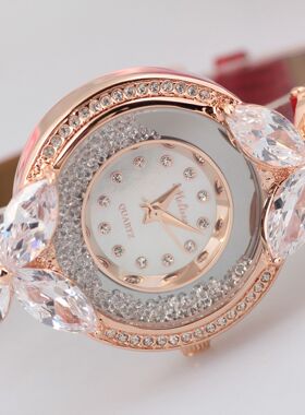 L8MP303新款正品玛丽莎时尚女表白色流沙蝴蝶结皮带水钻表